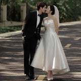 Evening Dress 2026 New Breast-Shape Small Dress Simple Engagement Certificate Registration Dress Bride Go Out Yarn Summer HZ0517