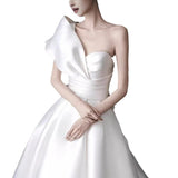 Korean-Style Dens Down Simple Light Wedding Dress 2026 New Small Brides Go Out To Greet The Wedding Dress HZ0517