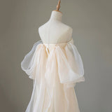 French One-Word Shoulder Light Wedding Bride Simple Stender Super Fairyson Line Out Yarn Wedding Welcome Banquet Evening Dress HZ0517