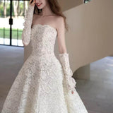 Vintage Lace Bra Bride Out Of The Yarn Heavy Industry Thin Simple Welcome Main Wedding Dress Small Tug-Tailed Skirt Light Yarn HZ0517