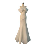 One-×Ö Shoulder-Sand-Faced Light Wedding Dress 2026 New Fishtail Small Tailed Bride Going Out Yarn Wedding Dress Wedding Dress HZ0517