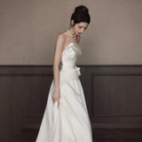 Brasing Light Wedding Dress French Tailing High-End Flower Densate Thin Dress Dress Light Luxury Temperament Welcome Yarn HZ0517