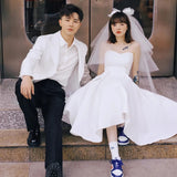 Simplicity Brated Light Wedding Dress 2026 New Bridal Travel Photography Yarn Photo Dress Simple License Small White Dress Woman HZ0517