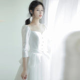 French Light Wedding Dress 2026 Spring New Small Simple Travel Shot Out Of The Yarn Series Super Fairy Long-Sleeved Dress Woman HZ0517