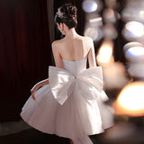 White Korean Small Dress Female High-End Birthday Banquet Host Adult Engagement Evening Dress Dress Dress HZ0517