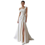 The High-Quality Texture Of The Vertiny Shoulder Wedding Dress The New Bride Simply Greets The Light Wedding Dress With Thin Engagement Dress HZ0517