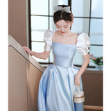 French Evening Dress Women 2026 New Blue At-Augin At The Escape Princess Evening Dress Can Usually Wear A Sweet Design Dress HZ0517