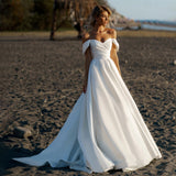 French-Style Densline Wedding Dress 2026 Spring New Word Shoulder Thin Tail Sen Family Travel Wedding Dress HZ0517