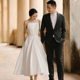 Film Studio Shooting Retro French Sling Wedding Dress Couple Photo Dress Mori Theme Travel Registration Light Wedding Dress HZ0517