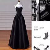 Black Evening Dress 2026 New Dress Party Host Art Examination Dress Temperament Sexy Suspension Long Dress HZ0517