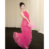 Pink Hanging Neck Morning Robe Woman 2026 New High-End Sense Cute Bride Engagement Morning Dress Dress Toast HZ0517