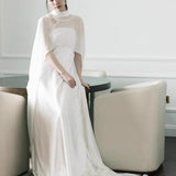 New Chinese Morning Robe Light Wedding Dress Female Wedding Dress Dress Simple French Light Wedding Dress Small White Dress HZ0517
