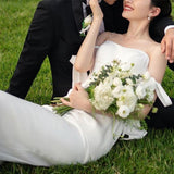One-Word Shoulder Light Wedding Dress French 2026 New Winter Densant Bridal Yarn Slings Small Dress HZ0517