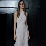 French Light Wedding Temperament Simple Fashion Fishtail Welcome Out Of The Selsen Super Fairy Lace Morning Robe Hanging Neck Dress HZ0517