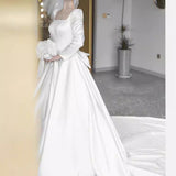 Long-Sleeved Sen Series Main Wedding Dress 2026 New Bridal Simple Style Court Style Simple Korean-Style Vertedding Wedding Dress HZ0517