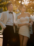 Certificate Registration Light Wedding Dress 2026 New Word Shoulder Short Small Man Morning Robe Travel Small White Dress HZ0517