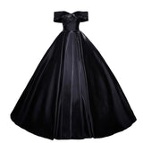Black Word Shoulder Evening Dress Banquet Princess Peng Peng Peng Dress Exam Light Niche Vocal Art Examination Evening Dress HZ0517