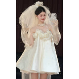 French Sweet Light Wedding Dress Super Fairy Flower Morning Robe Female Bride White Fading Face High Certificate Engagement Dress Dress HZ0517