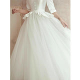 French White Light Wedding Dress Long Sleeve 2026 New Bridal Simple Temperament Small Yarn Banquet Evening Dress HZ0517