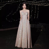 Braed Evening Dress 2026 Spring New Champagne Sexy Sequins Long Banquet Annual Meeting Dresses Women's Goods HZ0517
