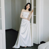 2026 French Light Wedding Dress Feeld The Simplicity Of The Word Shoulder Fish Tail Yarn Bride Welcome Small Tail Dress Skirt HZ0517