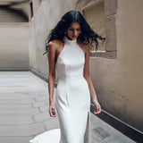 New Dress Hanging Neck Leakage Back Fork Senior Sense Exhibition Dress Dress Tail Long Dress HZ0517