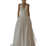 Dew Back V-Neck Dress Dress Card Small White Dress Engagement Dress Light Small Small French Light Wedding Dress HZ0517