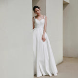 2025 New Slings Simple Temperament Light Wedding Bridal Certificate Registration Dress Long Daily Can Wear Small Dress HZ0517