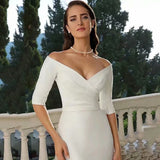 Dress Wish New Sexy V-Neck Half-Sleeved Fishtail Repair Wedding Dress HZ0517
