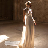 Hanging Neck Light Wedding Dress French Simple Travel White Thin Tail Sexy Welcome 2026 New Super Fairy Go Out Yarn HZ0517