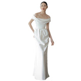 High-End Feeld With The Dingy Dress 2026 New Word-On-Faced White Simple Niche Temperament Welcome Yarn Dress HZ0517