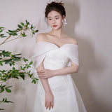 French Word Shoulder Light Wedding Dress 2026 Summer New Bridal Super Fairy Temperament Welcome Binsen White Yarn Woman HZ0517