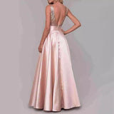 Women's Lien Rose Gold Evening Dresses Ball Dresses V-Necked Backs Of The Leadsmaid's Dresses Dinner Party Evening Dresses HZ0517