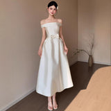 The Bride Went Out Light Wedding Dress Simple Light White Dens Down Dress Small Man Certificate Registration Small Dress HZ0517