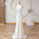 Fishtail Dress Woman Wedding 2026 New Feterns Overseas Warehouse Southeast Asia Bare Back Hanging Neck Temperament Elegant Light Wedding Dress HZ0517