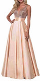 Women's Lien Rose Gold Evening Dresses Ball Dresses V-Necked Backs Of The Leadsmaid's Dresses Dinner Party Evening Dresses HZ0517