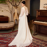 French Light Wedding Dress 2026 New Long-Sleeved Bride Super Fairy Morning Dress Go Out Yarn Temperament Small Tail Dress HZ0517