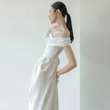 High-End Feeld With The Dingy Dress 2026 New Word-On-Faced White Simple Niche Temperament Welcome Yarn Dress HZ0517