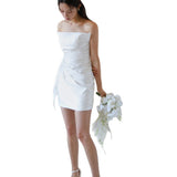 French Stite Braided Lightweight Wedding Dress 2025 New Simple Short Sexy White Travel Shot Light Wedding Dress HZ0517