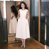 French-Style Densted-Faced Bridal High-End Light Luxury Niche Brides Sleeveless Engagement Dress Daily Certificate Registration Dress HZ0517