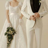 Korean Lace Light Wedding Dress 2026 New Bride Go Out Yarn Size Simple Welcome Fairy Travel Dress Dress Woman HZ0517