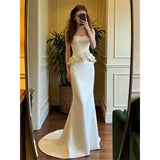 French Brao-Smeared And Lint-Faced Wedding Dress 2026 New Bridal Senior Engagement Dress Dress Fish Tail Welcome Yarn HZ0517