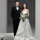 French-Style Densted Wedding Dress 2026 New Korean Version Of The Bride Wedding Trip To Shoot A Small Hepburn White Go Out Yarn Light HZ0517