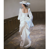 Sing Noodle French Light Wedding 2026 New Bride Wedding Super Fairy Travel Simple Long Sleeve Tail Wedding Yarn HZ0517