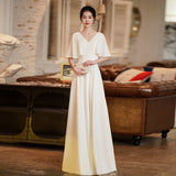 White Evening Dress Female Banquet Temperament Can Usually Wear Light Luxury Small Long Engagement Dress Dress Dress HZ0517