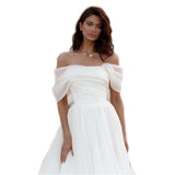 Wedding Dress Bride Word Shoulder Thin Sen Is Princess Pony Skirt French Style Yarn Temperament Light Wedding Dress HZ0517