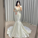 Korean Fascling Fishtail Light Wedding Dress 2026 New French-Style Dens, A Small Tailed Morning Robe HZ0517