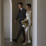 French-Style License Light Wedding Dress Sen Is A Simple Travel Shoot High-Level Small White Dress Welcome Out Of The Yarn Toast Dress HZ0517
