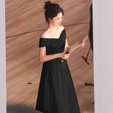 2026 New Word Shoulder Dress Host Toasting Bride Wedding Engagement Back Door Can Usually Wear A Dress HZ0517