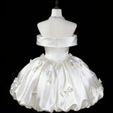 Evening Dress New Shoulder Solid Color Sweet Temperament Fluffy Skirt Dinner Birthday Party Adult Dating HZ0517